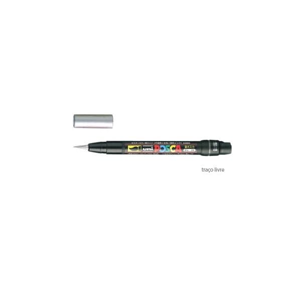 Uni Marcador Pincel Brush Posca PCF-350 Prata