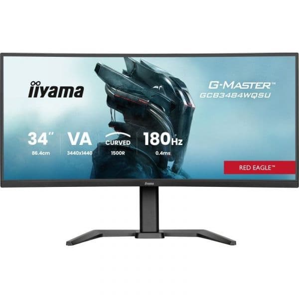 Monitor iiyama G-Master GCB3484WQSU-B1 34" VA CURVO UWQHD 180Hz 0.4ms FreeSync USB-A Alto-falantes Altura Ajustável