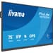 iiyama TN7505A-B1AG ecrã de sinalização Plasma interativo 189,3 cm (74.5") 500 cd/m² 4K Ultra HD Preto Ecrã táctil