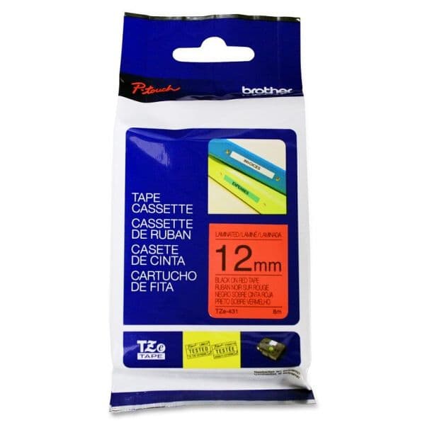 Brother Fitas Laminadas 12mm Vermelho- Preto