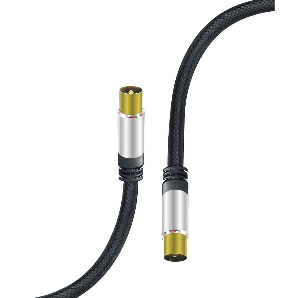 Cabo TV Macho / TV Fêmea Dourado 1,5m – Preto