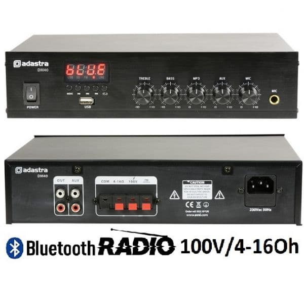 Adastra Amplificador Com Usb/fm E Bluetooth 100v/4-16ohm - DM40