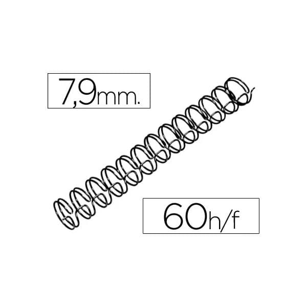 Espiral Preta Modelo Wire 3:1 7.9mm N.5 60 Folhas Preto 100 un.