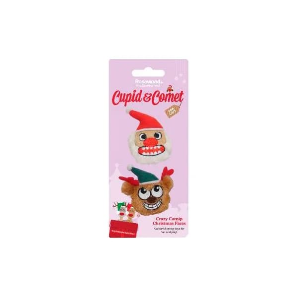 Rosewood Xmas Crazy Catnip Christmas Faces 2pc