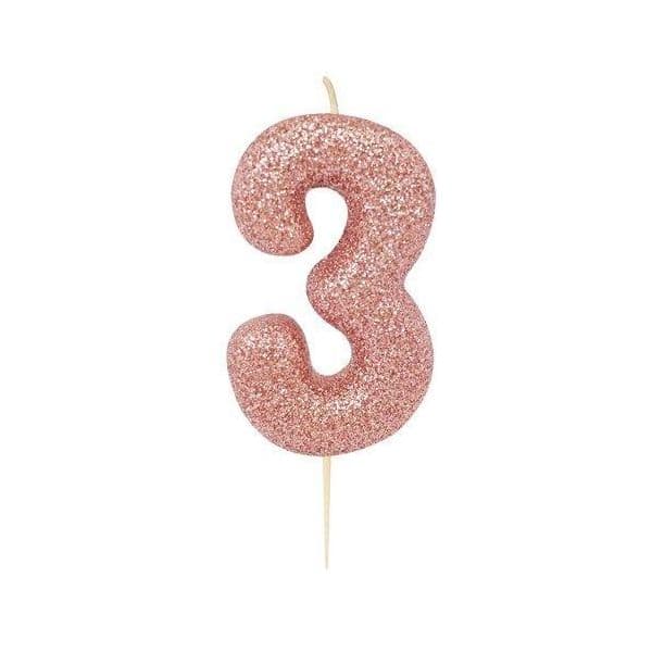 Anniversary House Vela Glitter nº3 Ose Gold