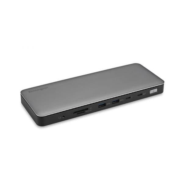 Kensington Docking Station SD5760T + Thunderbolt 4 de 13 Portas Dual 4K 96W USB-C USB-A HDMI RJ45 Leitor de Cartão SD Jack 3.5 Preta/Cinza