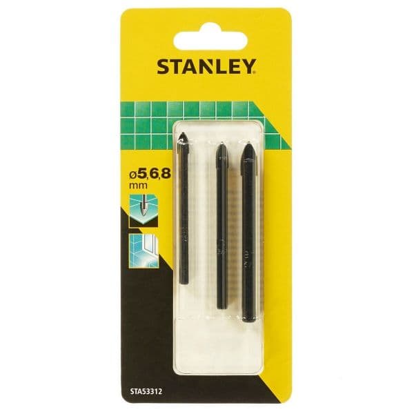 Stanley 3 Brocas para Vidro e Cerâmica ø 5,6,8 mm - STA53312-QZ