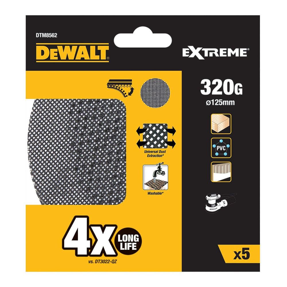 DeWALT Pack de Lixas de Malha Autoadesivas 5 Unidades 125mm Grão 320