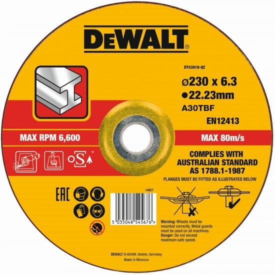 Dewalt Disco de Desbaste 230x6.3mm - DT43919-QZ