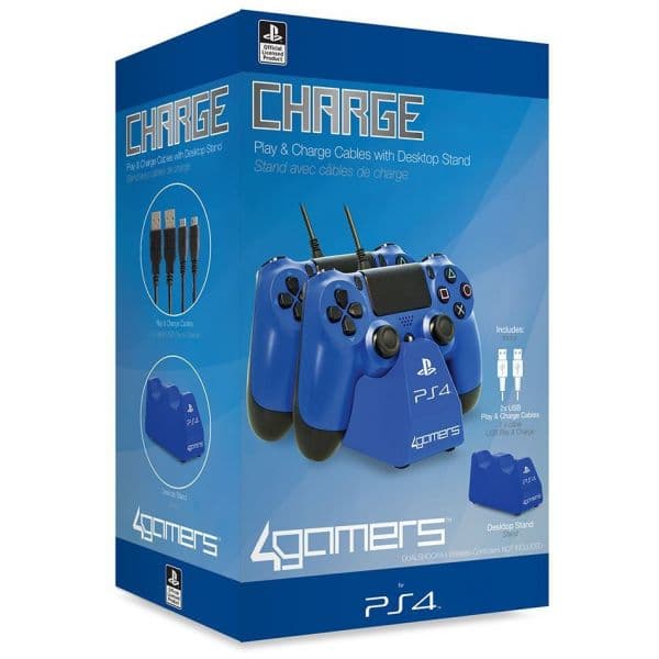 4Gamers Carregador de Comandos DualShock 4 Blue PS4
