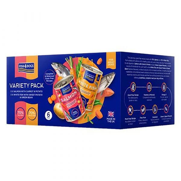 Ração Húmida Fish4Dogs Finest Variety Pack Peixe e Vegetais 6x395g