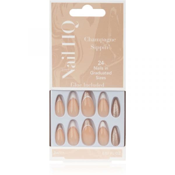 Nail Hq Almond Unhas Artificiais Sparkling Wine Sippin' 24 Un.