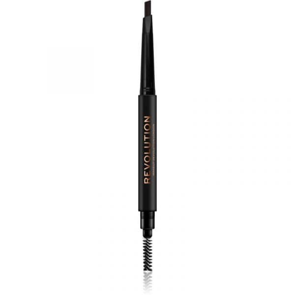 Makeup Revolution Duo Brow Definer Lápis de Aplicação Precisa para as Sobrancelhas Tom Dark Brown 0,25 g