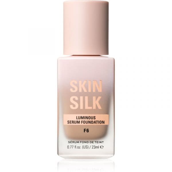 Makeup Revolution Skin Silk Sérum Foundation Maquilhagem Leve com Efeito Brilhante Tom F6 23 ml