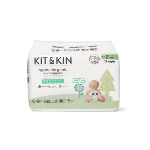 Fraldas Ecológicas Kit & Kin Hipoalergénicas T2 4-8kg 38 Unidades