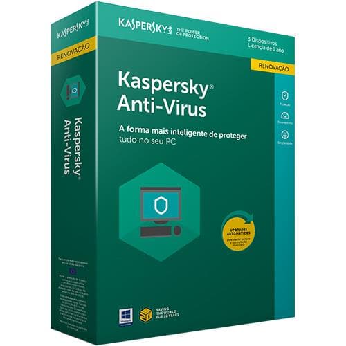 Antivírus Kaspersky 2018 - Renovação 3 Dispositivos | 1 Ano