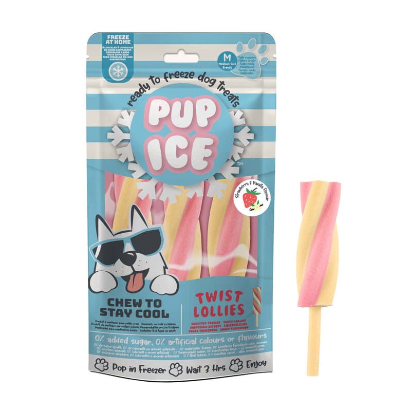 Pup Ice Snacks Helado Twist Fresa y Vainilla 3 unds.