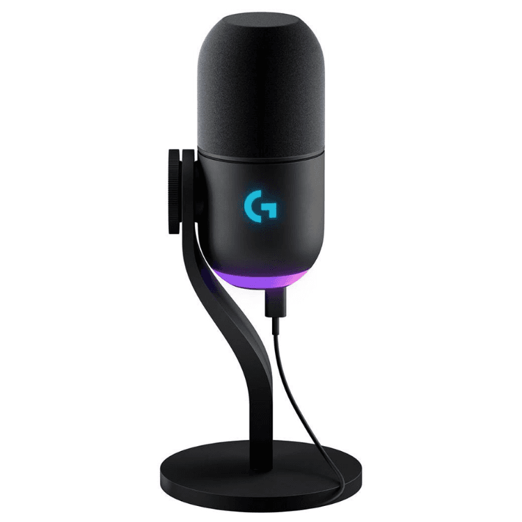 Microfone Dinâmico Supercardióide Logitech G Yeti GX RGB Lightsync USB Preto
