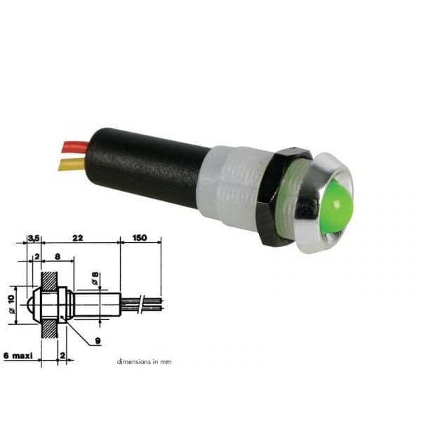 Velleman LED Piloto Flash Green Anel Cromado 12v - 12VCFG