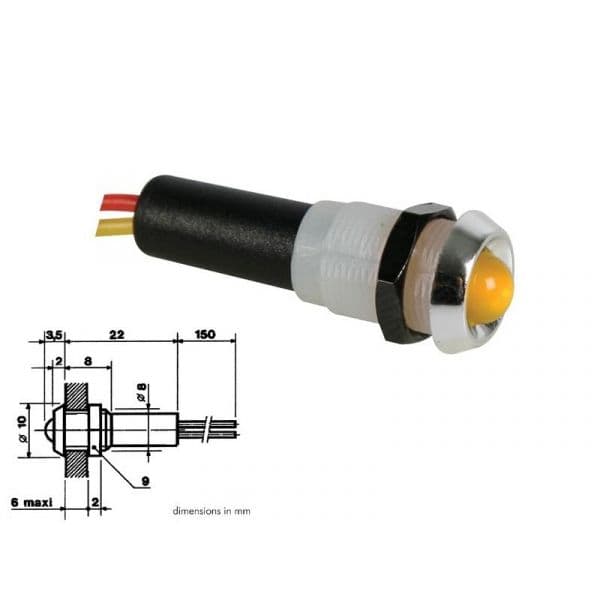 Velleman LED Piloto Anel Cromado Yellow 24v - 24VCY