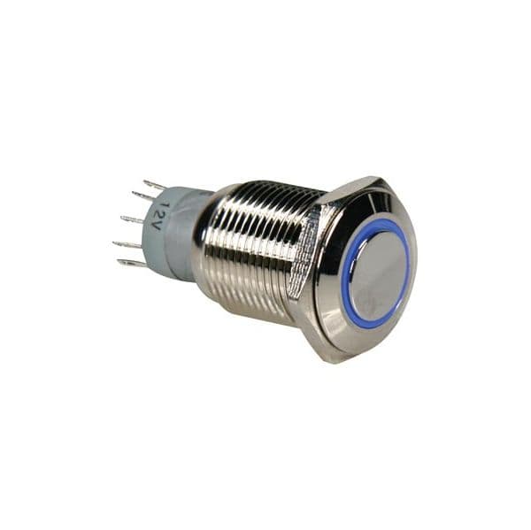 Velleman Interruptor de Pressão metal com anel azul 12V R1610B
