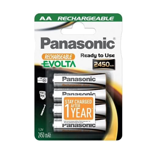 Pilhas Recarregáveis Panasonic Batteries Pack 4 AA Evolta 2450 mAh