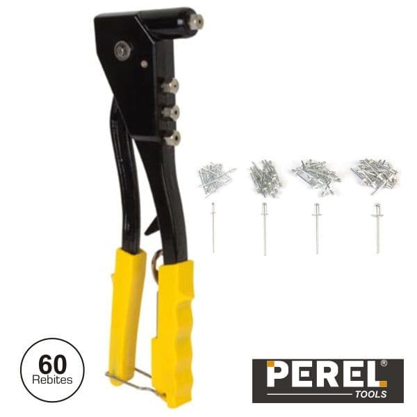 Perel Alicate de Rebites Profissional com 60 Rebites - 3623-1