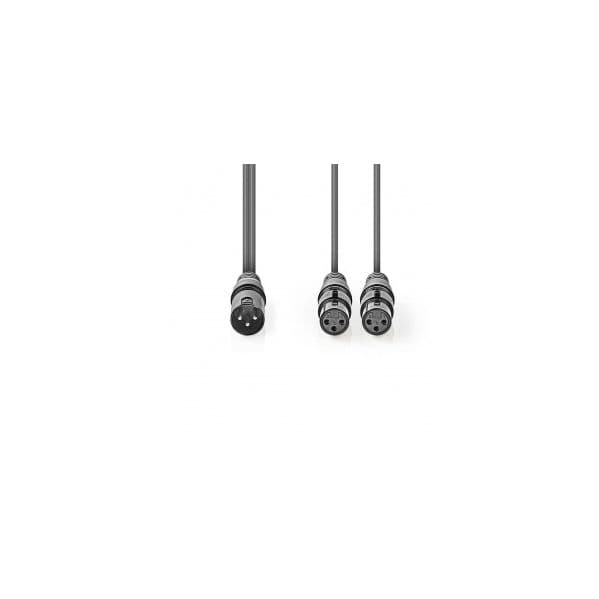 Nedis Cabo de Áudio 1 X Xlr Macho 2x Xlr Fêmea 1.5 Metros
