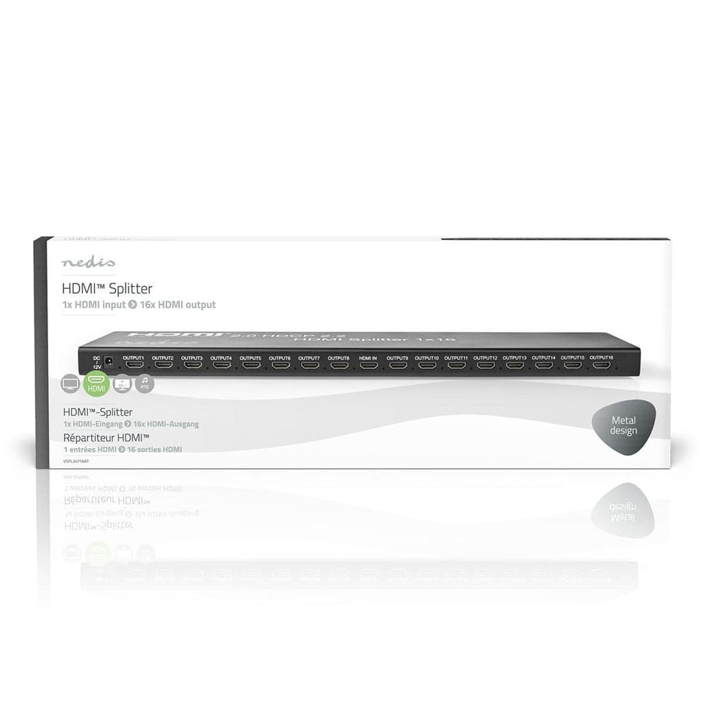 Repartidor HDMI Nedis VSPL34716AT | 16 Portas, 4K@60Hz, HDCP 2.2