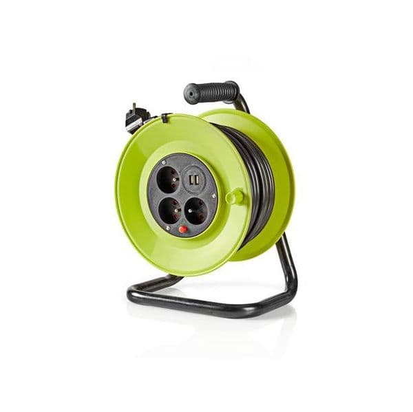 Nedis Enrolador Cabo 25MT c/ 3 Tomadas + 2XUSB - PECCR25UFGN