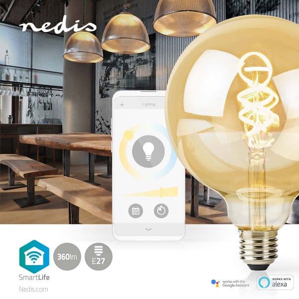 Nedis Lâmpada Inteligente Filamento SmartLife Wi-Fi E27 360lm 4.9W Warm to Cool White 1800 - 6500K - NED-1321