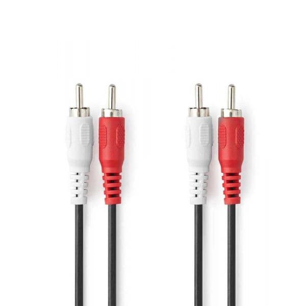 Nedis Cabo de Audio Estéreo 2x Rca Macho 2x Rca Macho Niquelado 2m