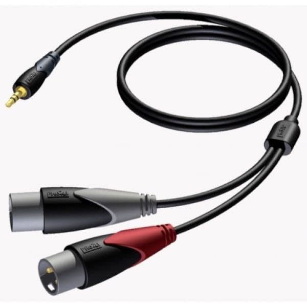 Procab Cabo Áudio Jack Estéreo 3.5mm Macho para 2x XLR Macho CLA712/1.5 1.5m