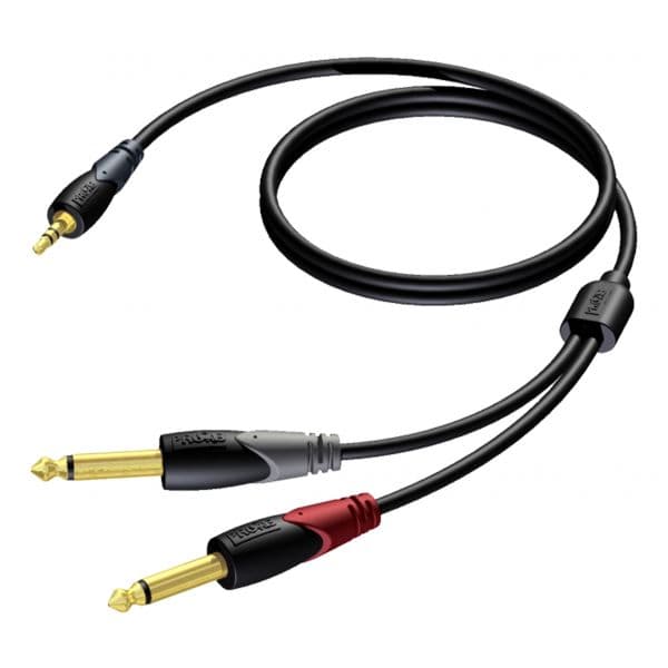Procab CLA713/1.5 Cabo Áudio Jack Estéreo 3.5mm para 2x Jack Mono 6.3mm 1.5m
