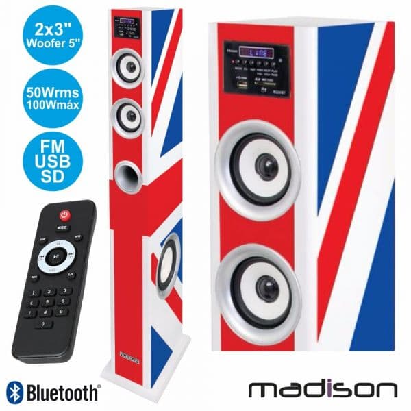 Madison Coluna Centro Amplificada Usb/bt/sd 2x3" 100w UK Madison