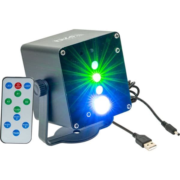 Ibiza Laser TINYLED-LASRGB RGB 160mW com LED 3W e Efeitos Especiais a Bateria