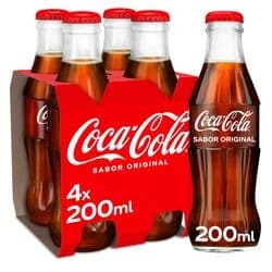 refrigerante com gás coca-cola original vidro 4x0.20l