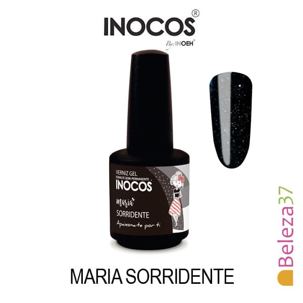 Inocos Verniz Gel Tom Maria Sorridente Preto com Brilhos 15ml