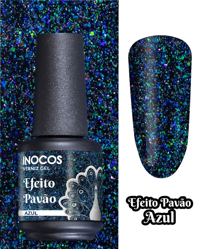 Verniz Gel Inocos Tom Efeito Pavão Azul 15ml