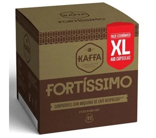 Cápsulas Café Kaffa Fortissimo XL - Café Expresso | Intensidade 12 | Compatível Nespresso | 40 Cápsulas