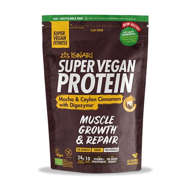 Iswari Super Vegan Fitness Protein Mocha & Ceylon Cinnamon com Digezyme 400g