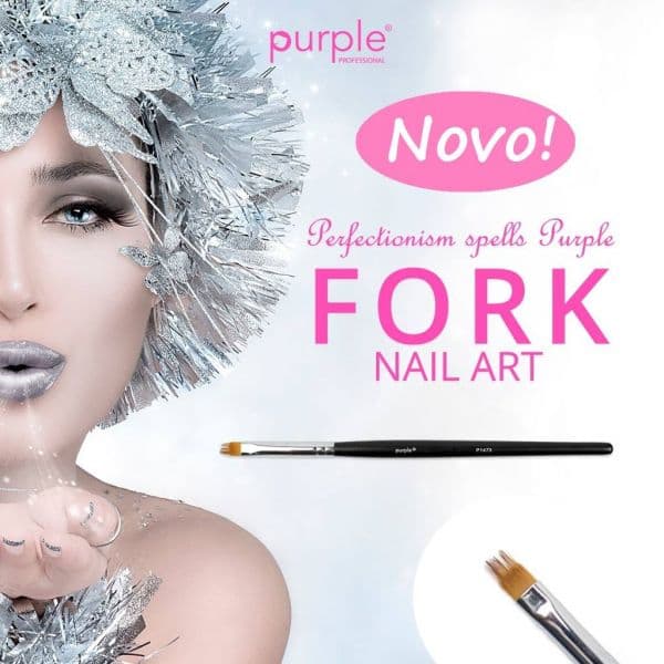 Purple Professional Pincel Nylon Nail Art Fork