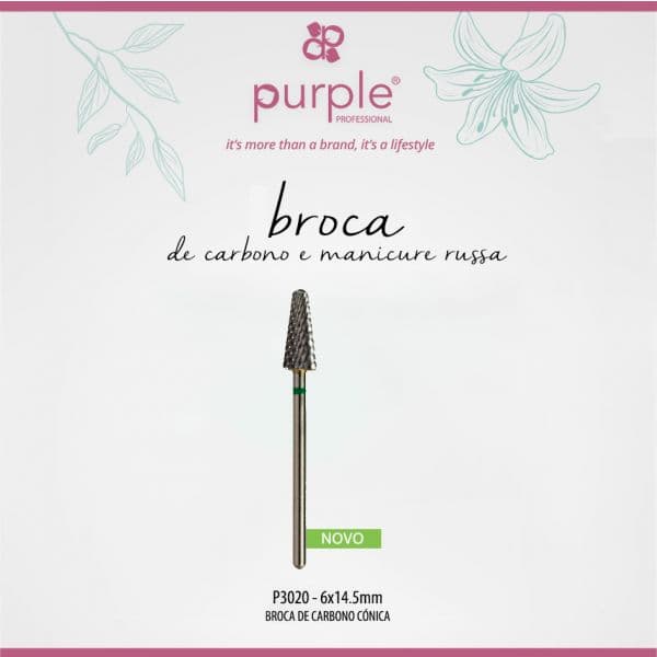 Purple Professional Broca de Carbono Cónica Purple 6 X 14.5mm