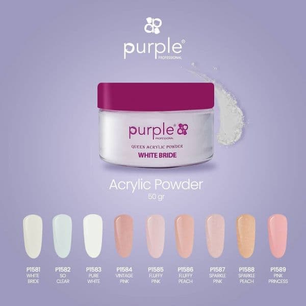 Purple Professional Pó Acrílico Purple 50g - Pure White (branco Puro)