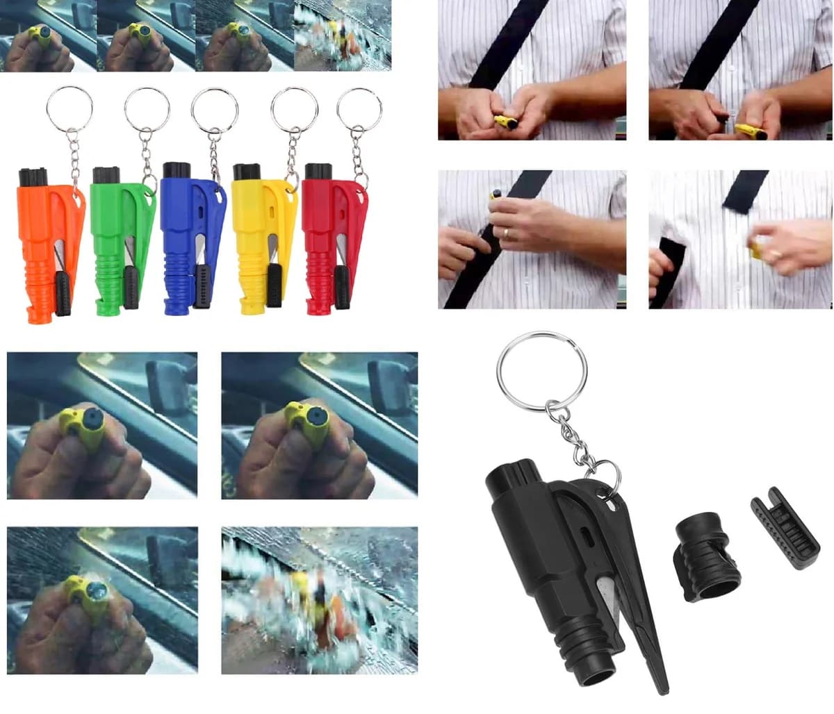 Martelo de Emergência 3 em 1 para Viaturas - Quebra Vidros / Apito / Cortador de Cinto de Segurança - Multi4you®