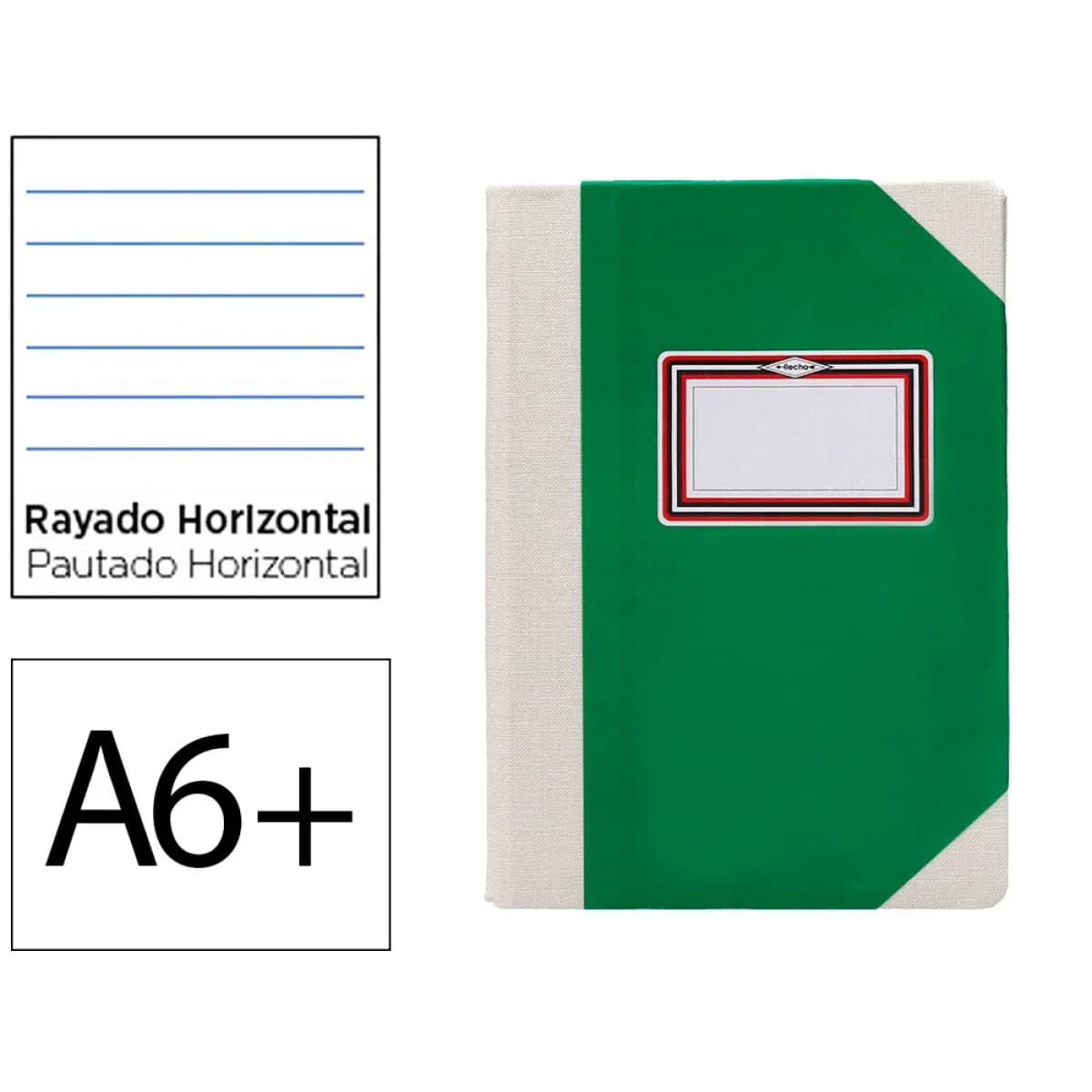 Livro de cartao cosido fernandes flecha din a6+ pautado 50 folhas 120 gr verde