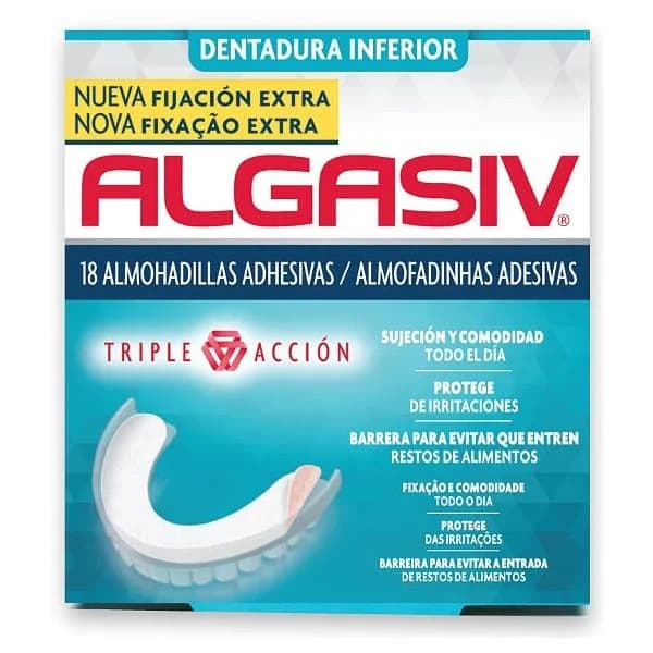 Algasiv Almofadas Adesiva Dent Inferior 18un+Oferta 12un