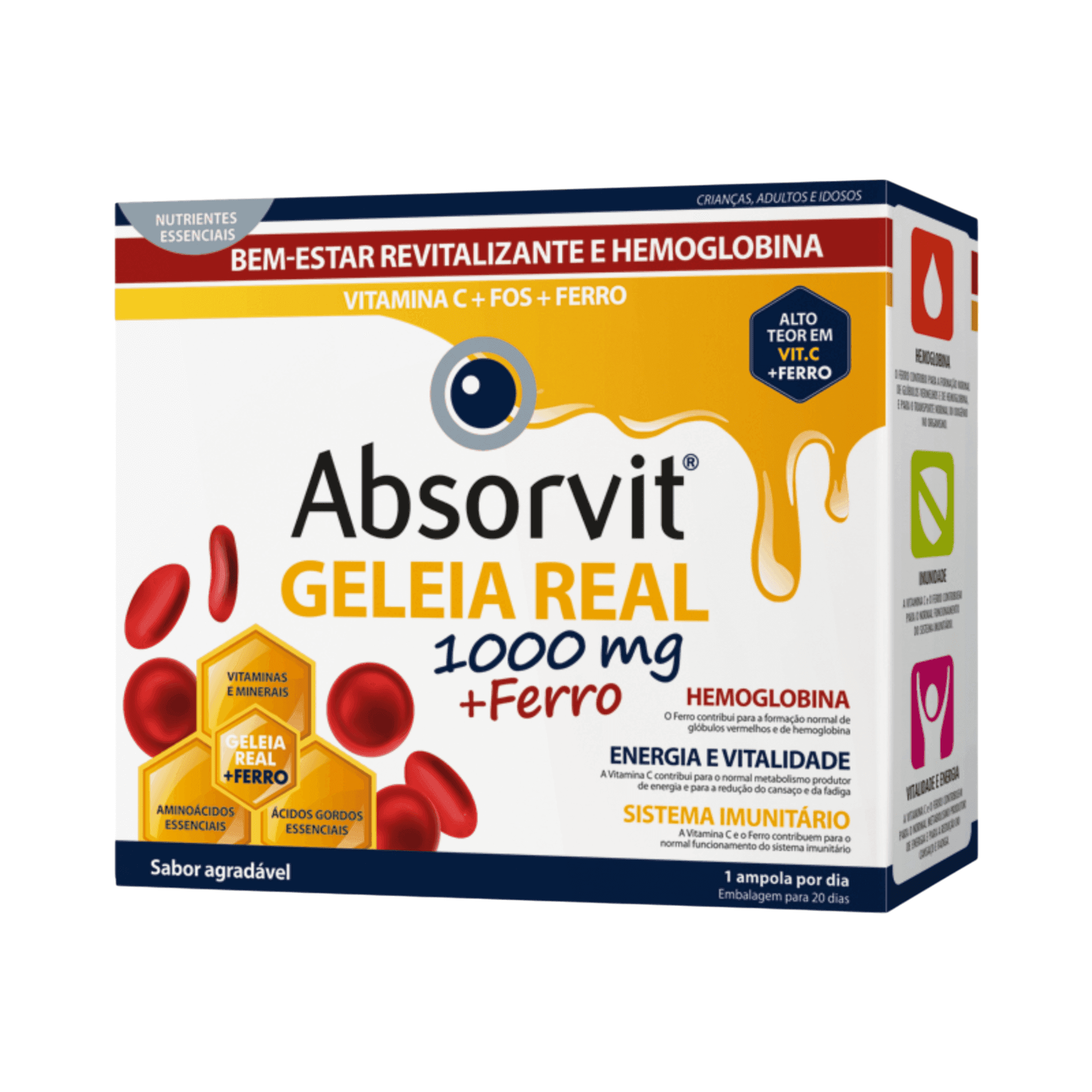 Absorvit Geleia Real + Ferro 20 Ampolas