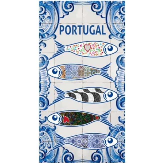 Toalha de Praia Microfibra Sardinhas & Azulejos 180 x 100 cm