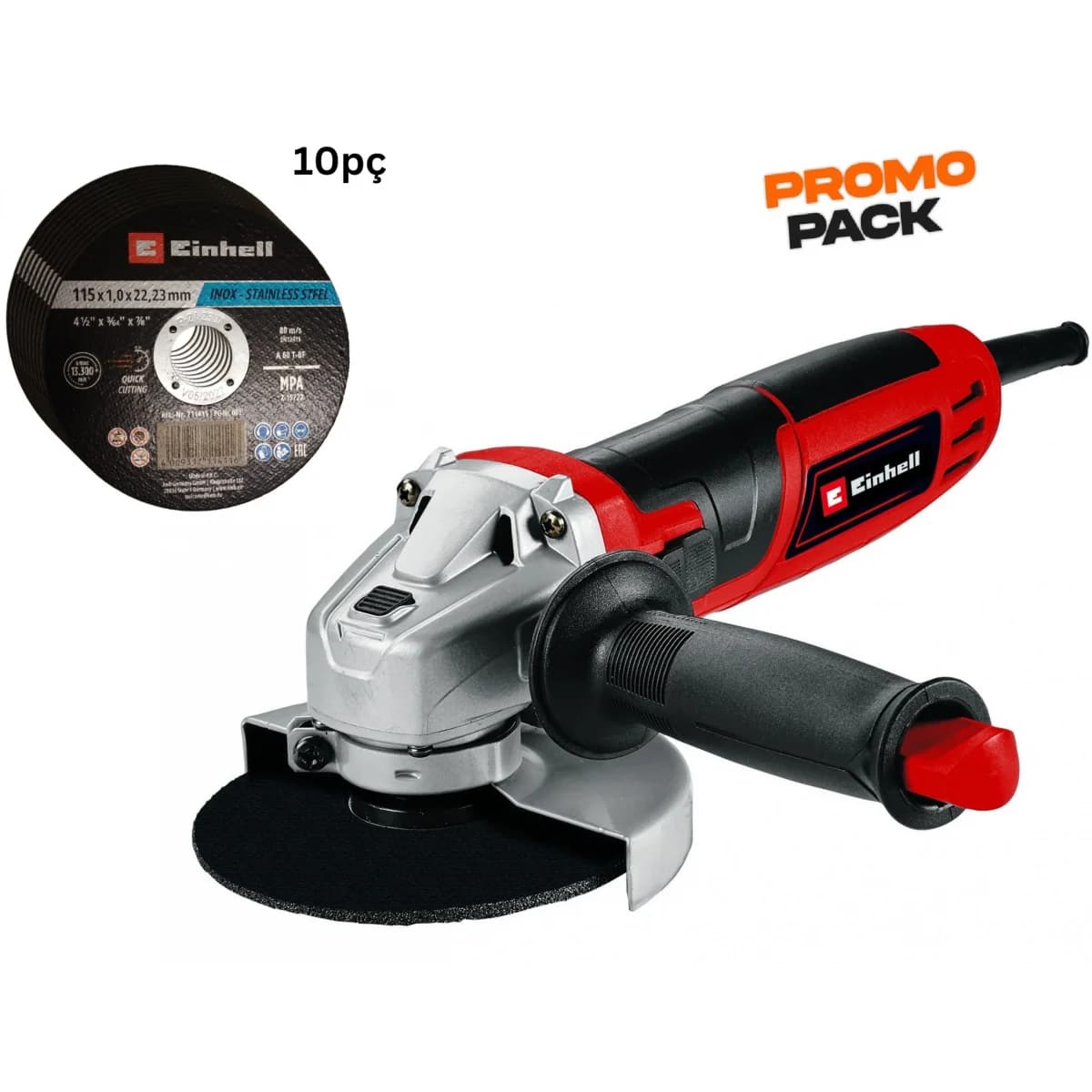 Rebarbadora TC-AG 115/750 4430960 + 10 discos corte inox refª 711525 EINHELL - 4430960_711525 - Ferramentaspro.pt